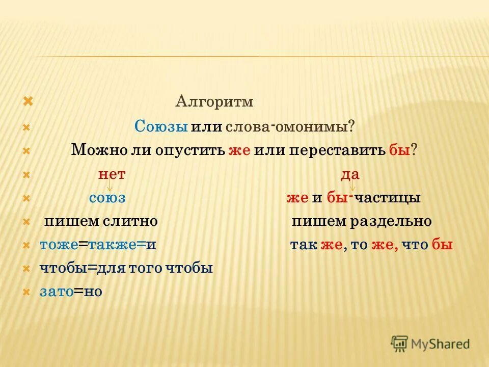 Предложение со словом зато. Правописание союзов алгоритм. Союзы и омонимы. Омонимичная Союзу и частица. Частицы и омонимичные слова.