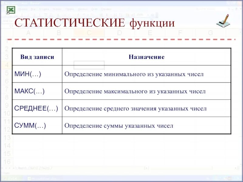 Функции статистики. Статистические функции. виды статистических функций. статические функции.