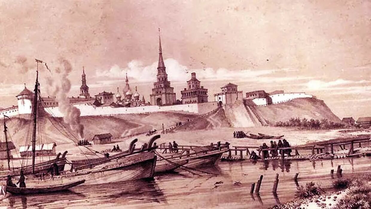 казанский кремль гравюра. казань 1500. суконная слобода казань 19 век. казанское ханство казань. казань 1500.