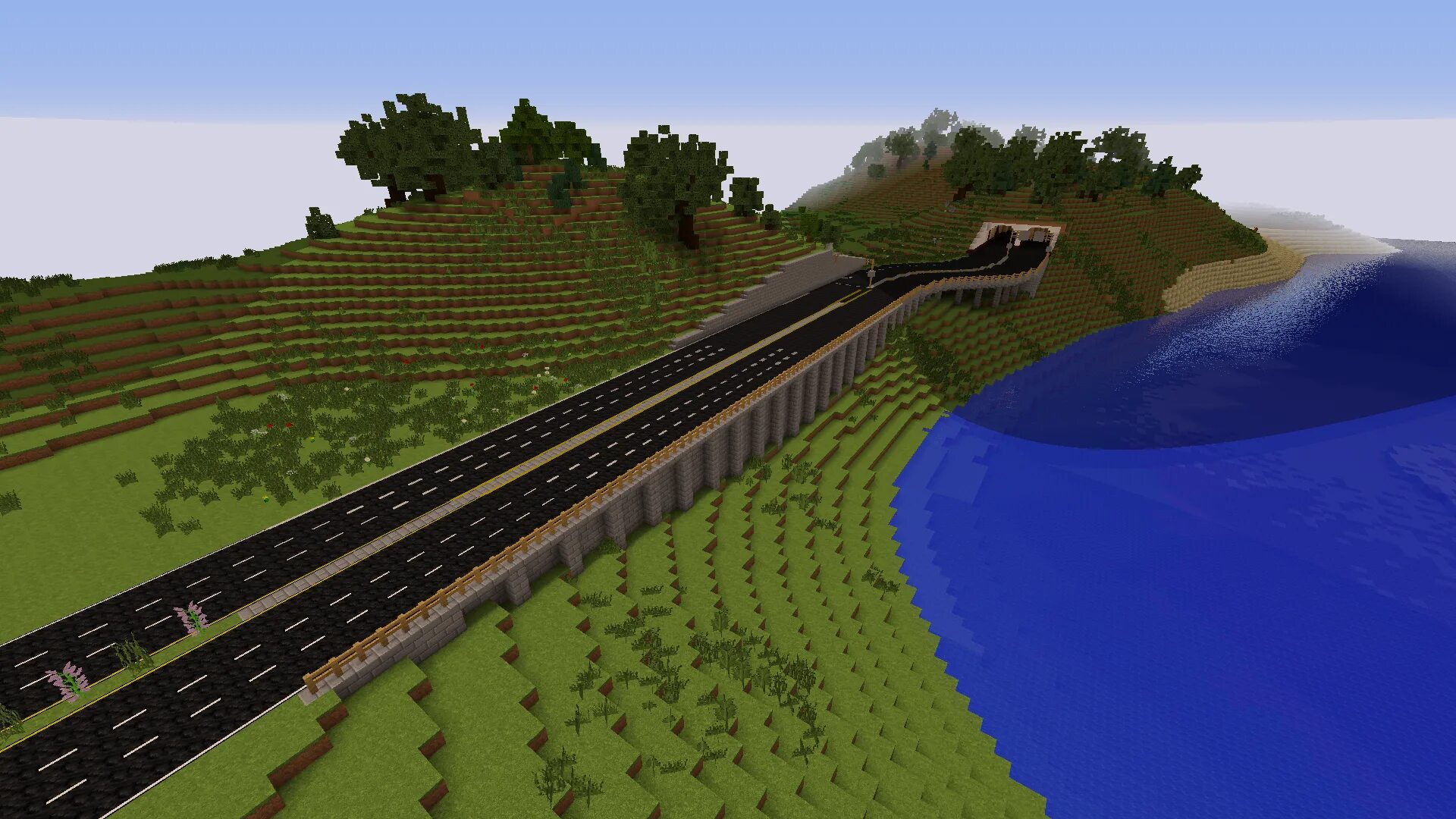 12. Трасса в майнкрафте. 7. 2. Мод road stuff 1.