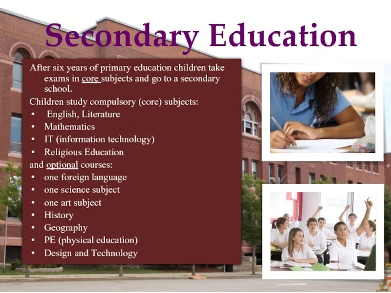 High primary secondary. Secondary Modern School в Англии. Primary and secondary Education. (Primary Education) презентация. Secondary Education in Britain.