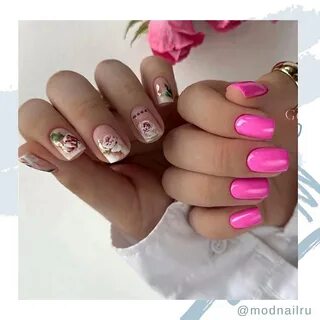 Ногти яркие весенние маникюр