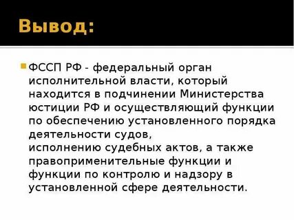 Служба судебных приставов орган исполнительной власти