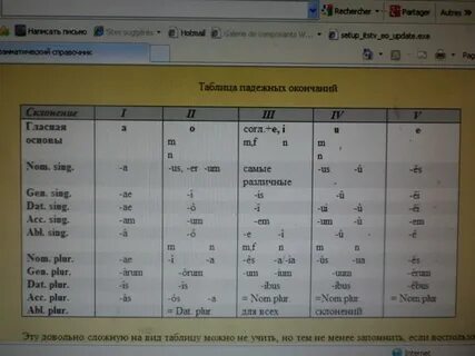 Окончания падежей латинского