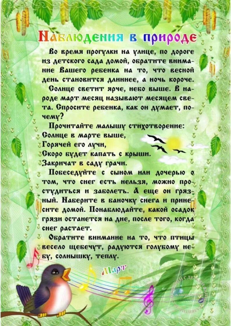 Папка передвижка день птиц. Наблюдения в природе весной. Наблюдаем за природой весной для родителей.