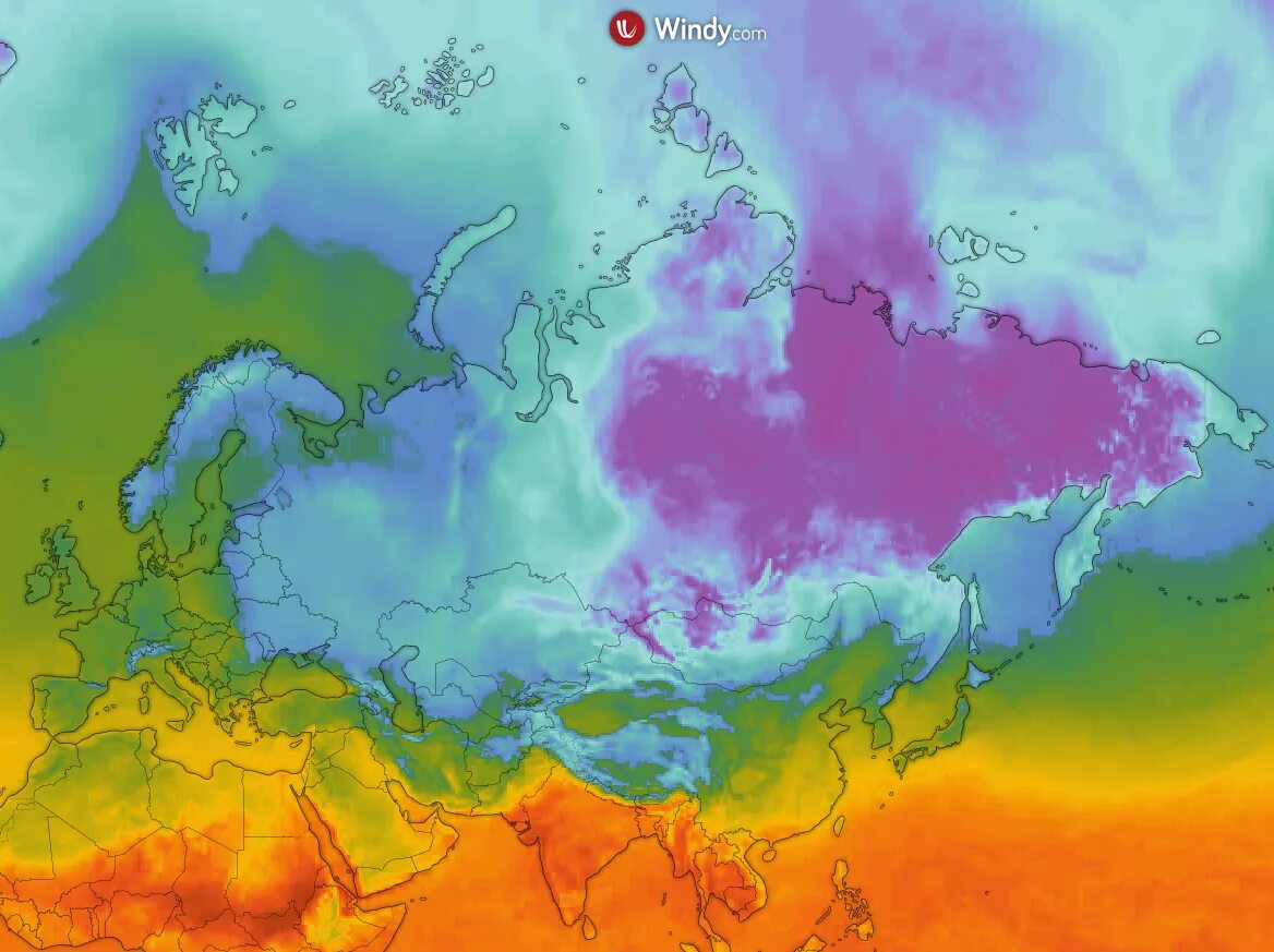 Тепловая карта России. Температура на карте России в реальном времени.