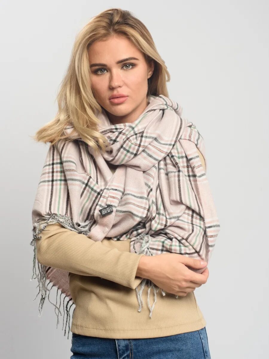 Gobi монгольский кашемир палантин бежевый. брендовые шарфы в клетку. шарф палантин в клетку. модные шарфы. шарф клетчатый фиолетовый.