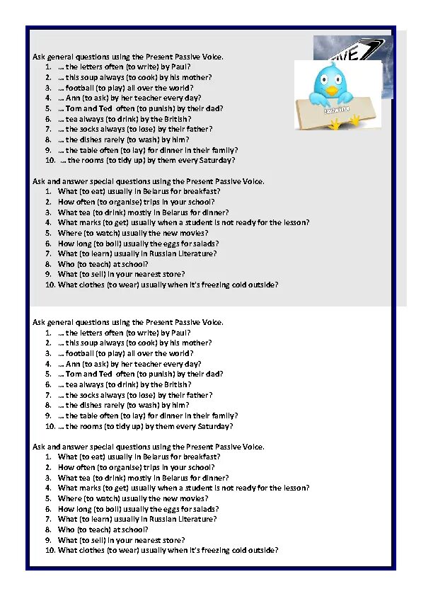 Пассивный залог Worksheets. Passive Voice вопросы Worksheets. Passive Voice present simple questions. The Passive questions примеры. Ask questions using the words given