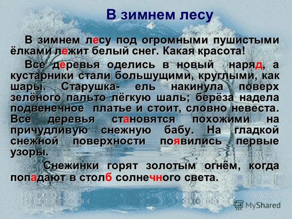 В лесу текст 8 класс русский. Сочинение зимний лес. Сочинение на тему зимний лес. Текст описание зимний лес. Сочинение зимой в лесу.