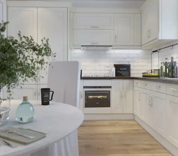 Белая кухня с деревом обои
