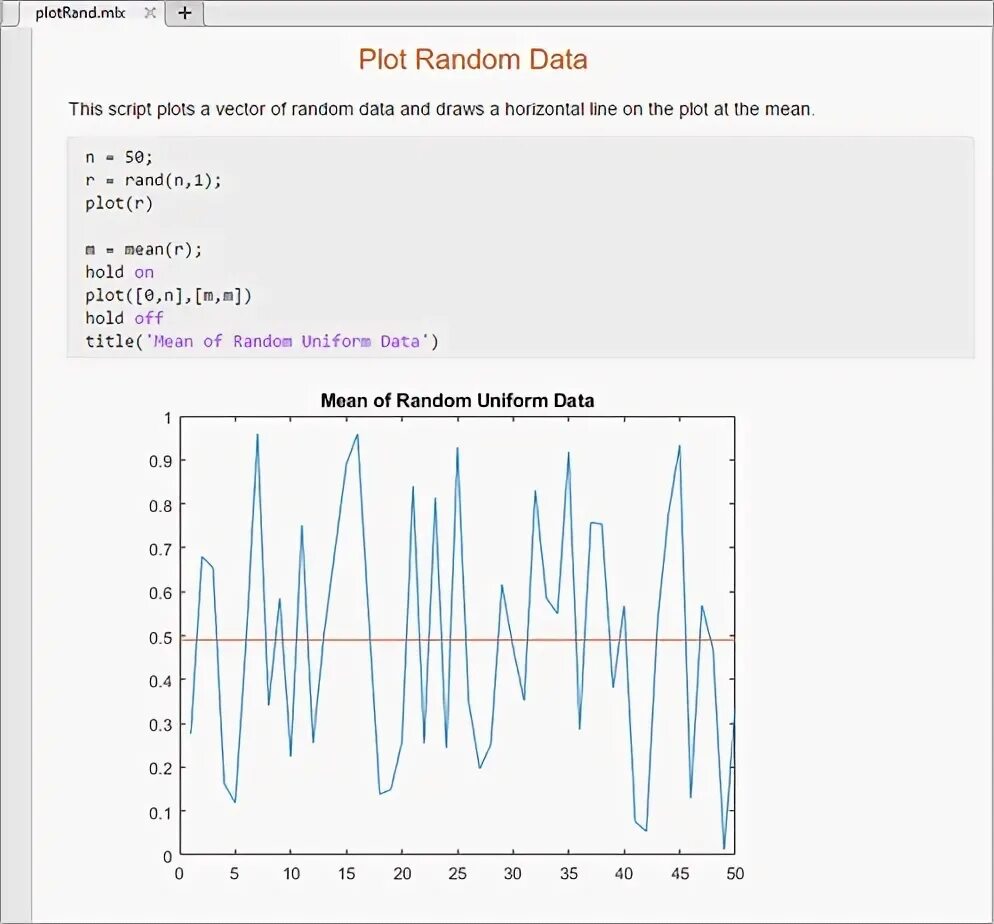 Matlab Live Editor. Plot script