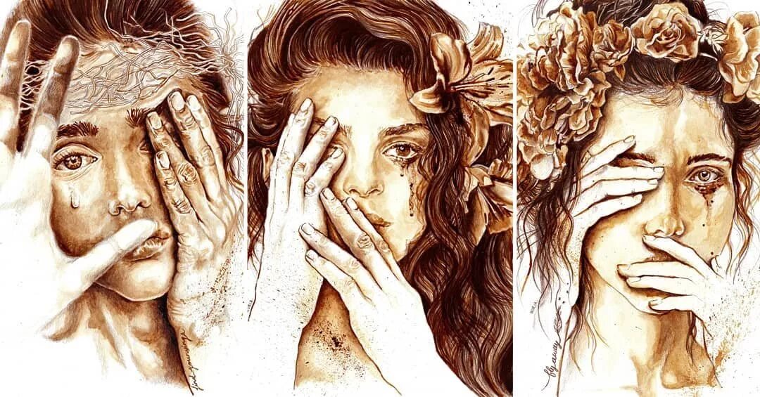 Художник рисовавший органы. Художник nuria salcedo. рисование кофем. рисование кофе на бумаге. рисование кофем с детьми.