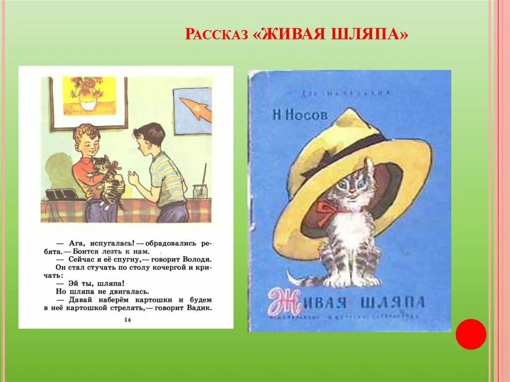 Любое произведение носова. Произведение Николая Носова Живая шляпа.