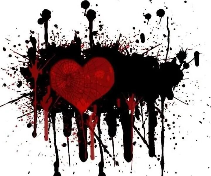 Кровоточащая любовь. Кровавое сердце на черном фоне.