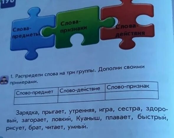 Подбери к словам действиям слова предметы