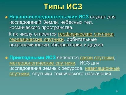 Виды искусственных спутников