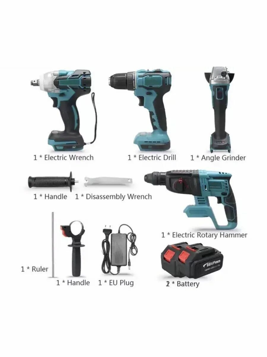 Makita 3 в 1. набор электроинструмента 4 в 1. набор инструментов макита 4 в 1. универсальный набор электроинструментов. Makita 5ah.