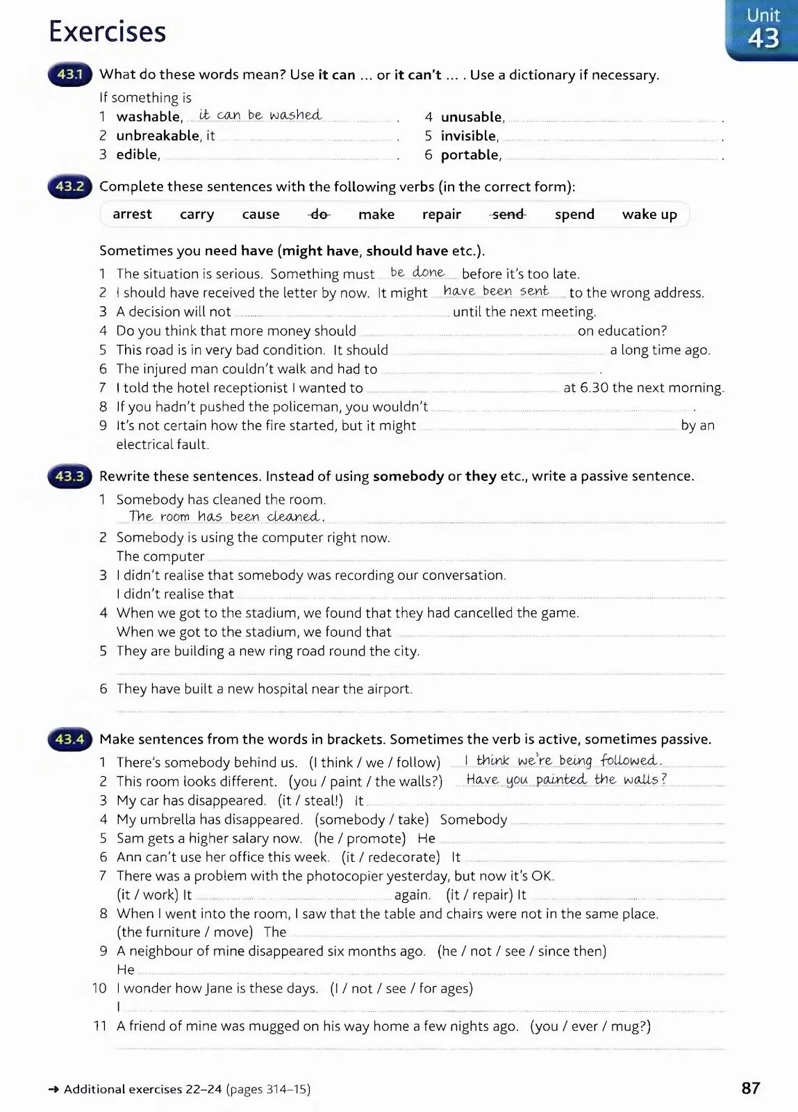 Make sentences from the words in brackets