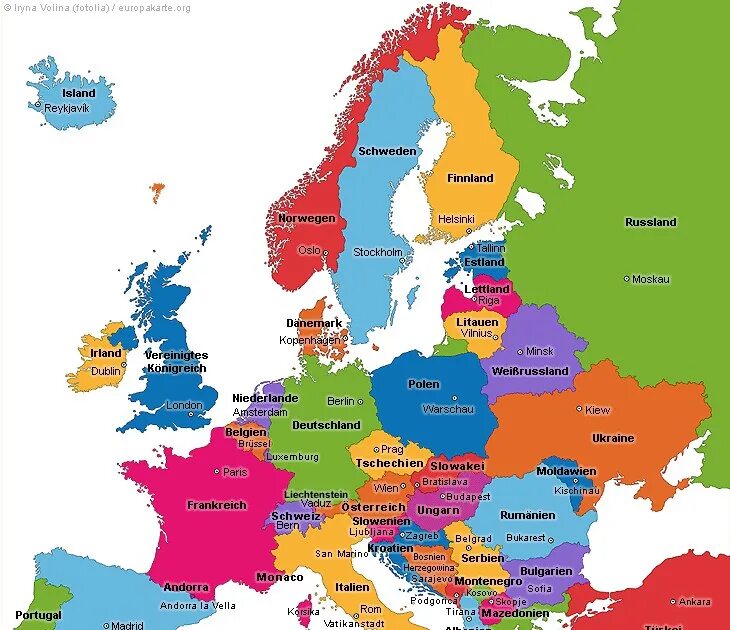Europa und. Карта Европы на немецком языке. Карта - Европа. Страны Европы. Карта Европы со столицами.