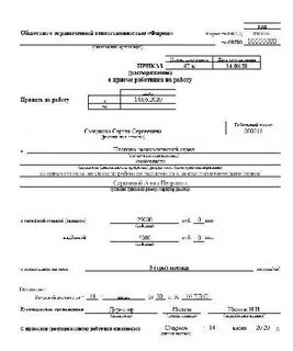 Приказ о приеме срочный договор