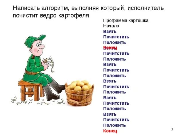 Как пишется копи. Алгоритм почисти картошку. Почистили как правильно пишется. Алгоритм почистить картофель. Блок-схема алгоритма почистить ведро картошки.