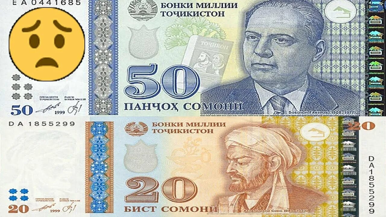 Валюта Таджикистана. Рубль на Сомони. 1000 Самани. 1000 Сомони.