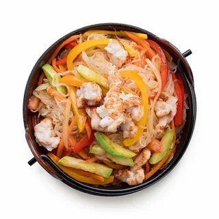 Фунчоза с овощами кабачком