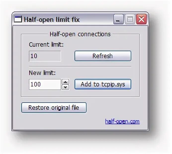 Add limit. Half-open limit Fix. Limit of half-open TCP connections win 7. Openkylin.