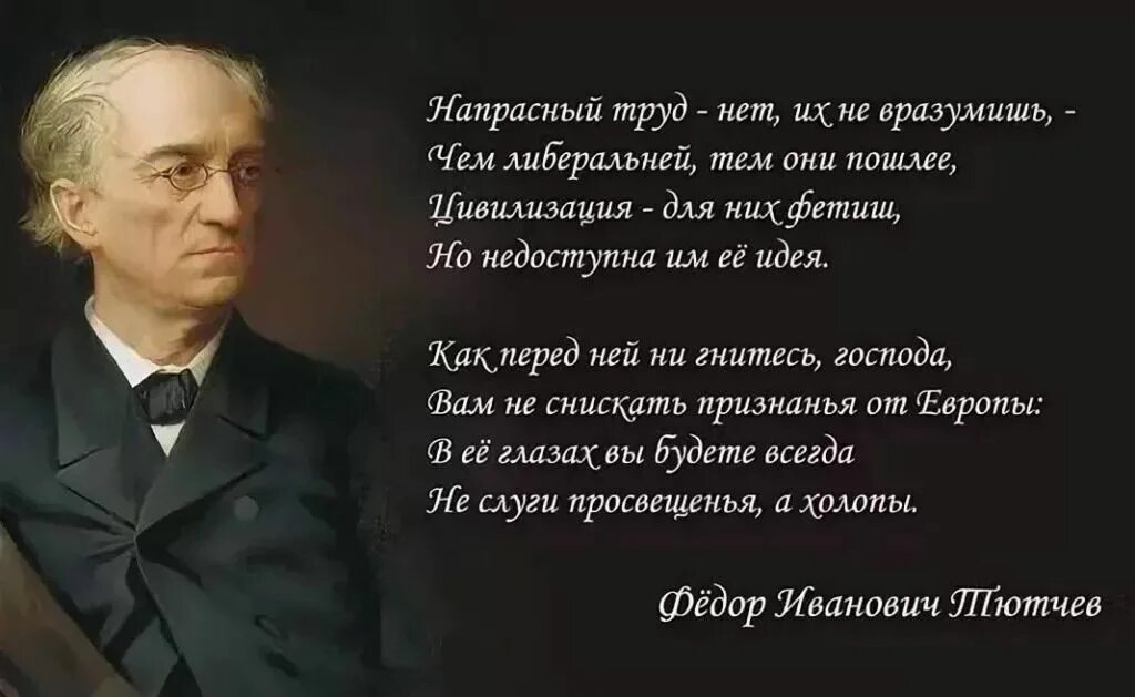 Тютчев. Стихи Тютчева. Тютчев о либералах. Стихотворение Тютчева напрасный труд.