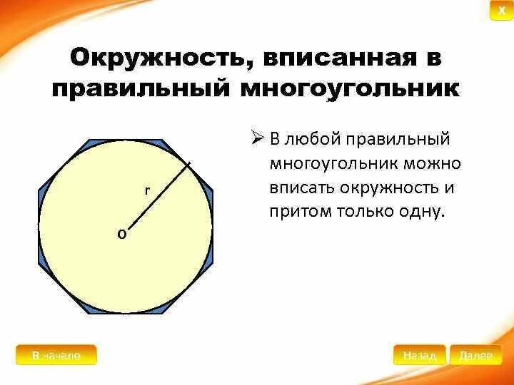 Окружность вписанная в правильный многоугольник