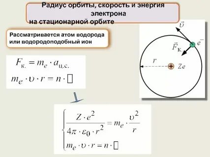 Скорость электрона на второй орбите