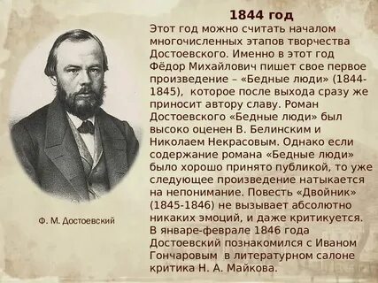 Достоевский даты и события
