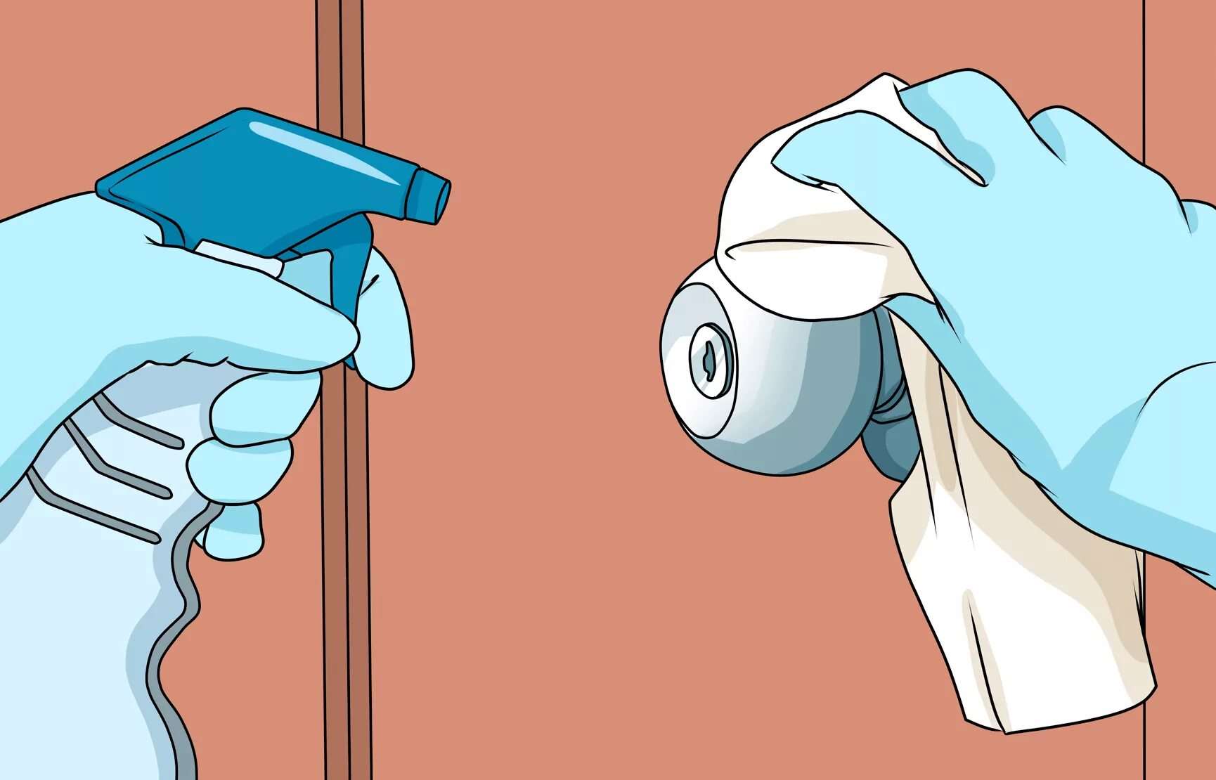 рука на двери. дверные ручки выключатели протираются. мытье дверей. протирать дверные ручки. протирание дверных ручек.