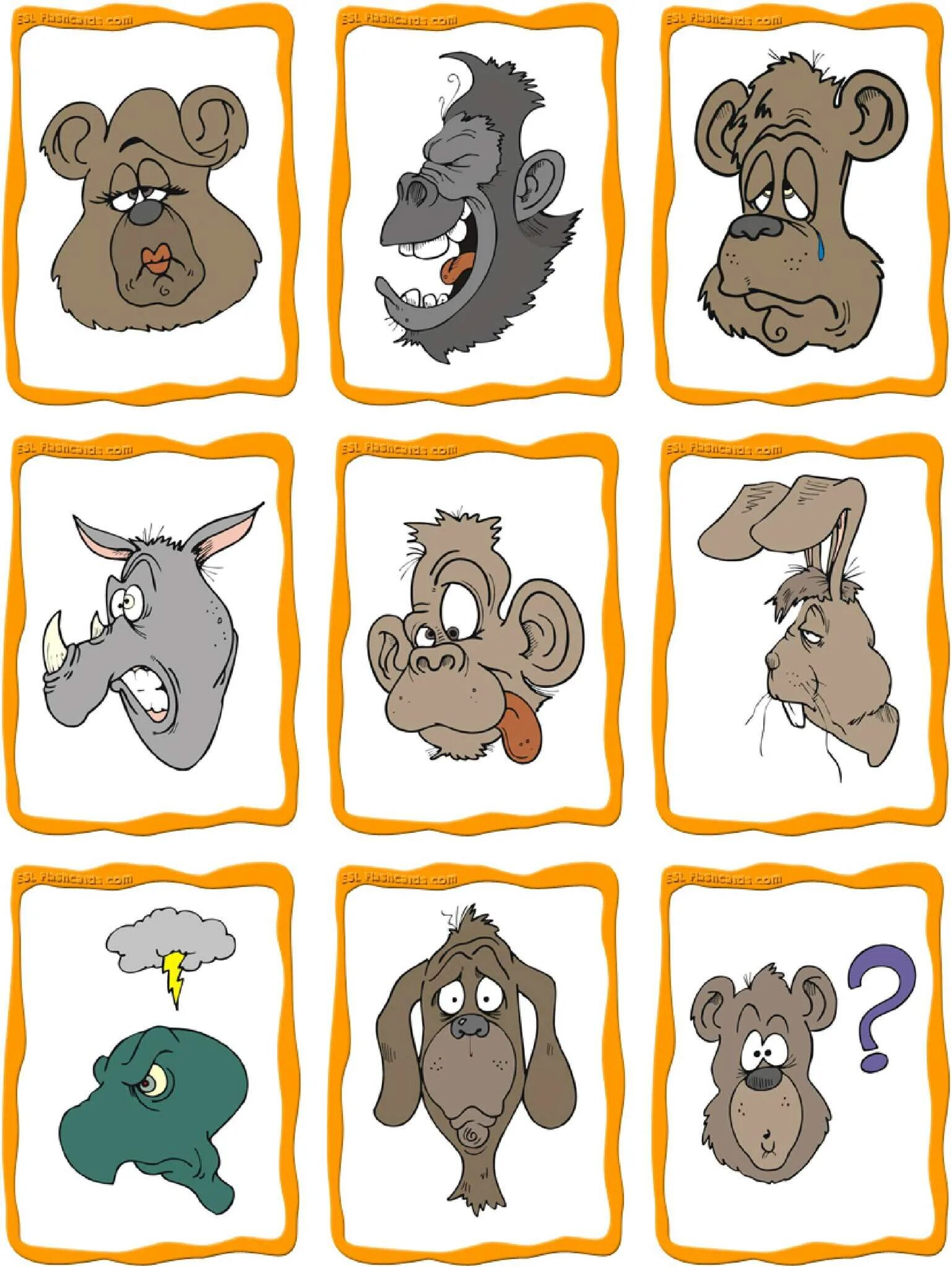 Эмоции Flashcards. Emotion Cards for Preschool. Animal emotions Cards. Animals emotions