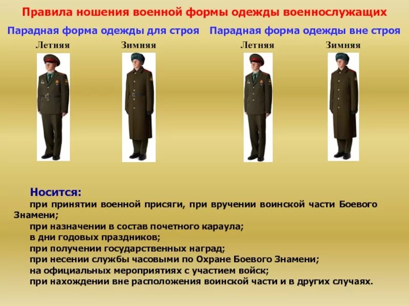 Ношение формы одежды военнослужащими. Форма одежды военнослужащих. порядок ношения военной формы. правила ношения военной формы одежды. форма повседневная вне строя.
