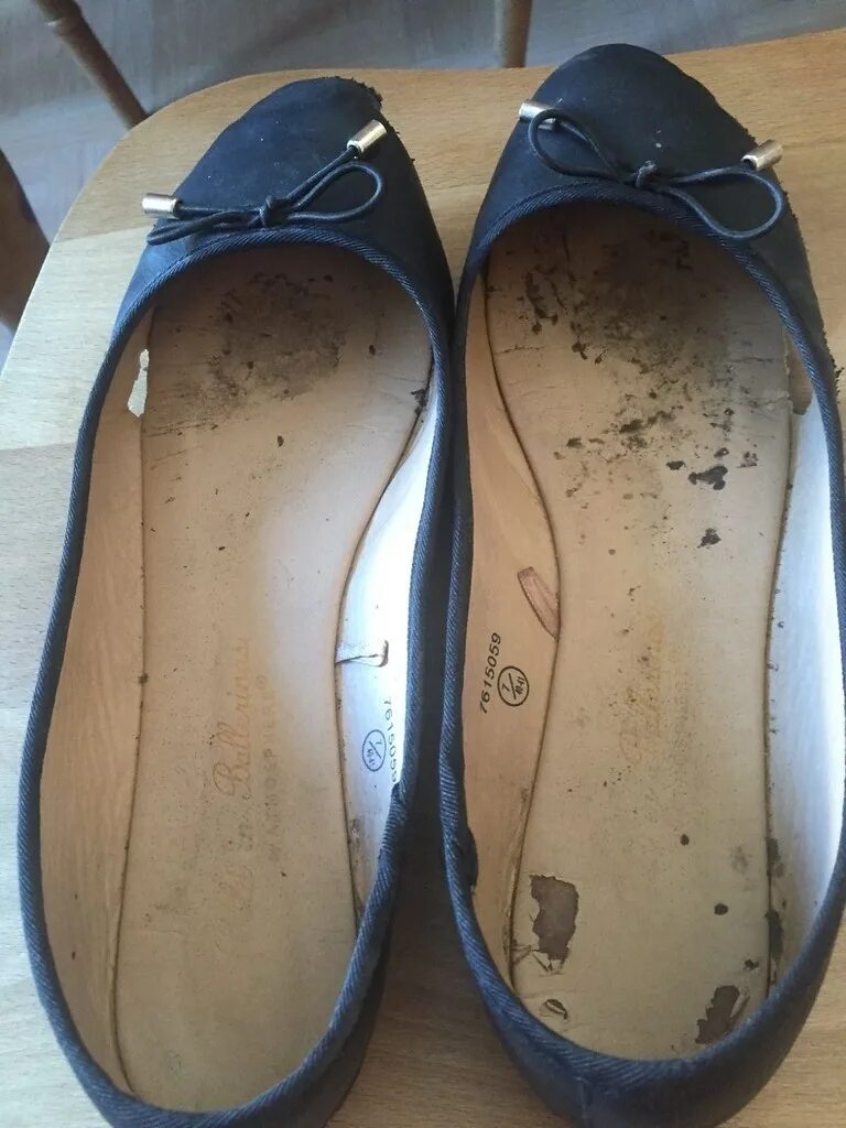 Well worn Shoes Flats. Well worn stinky Shoes Flats. Carnaby Ballet Flats. Smelly well worn Suede Shoes. Dirty worn