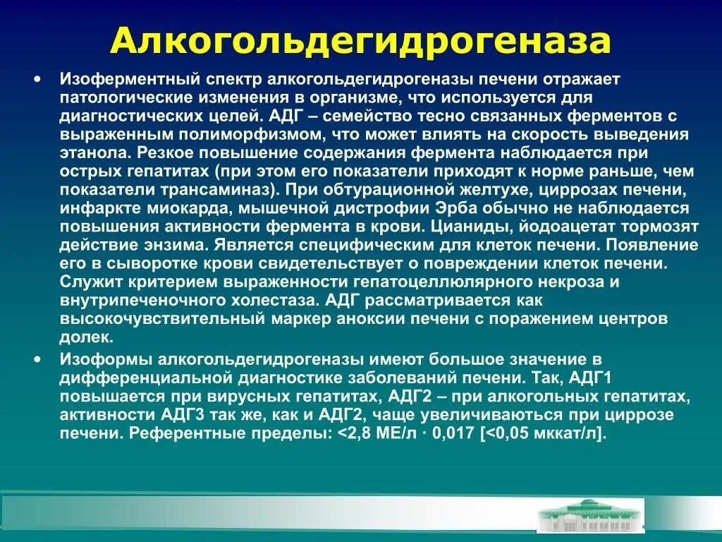 Ферменты патологии. Фермент алкоголь. Активность алкогольдегидрогеназы. Изоферментный спектр ферментов. Изоферментный спектр крови.