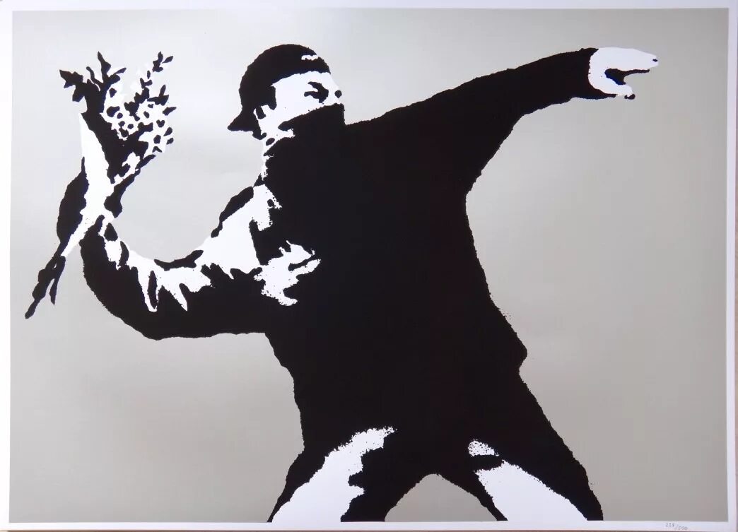 Метатель цветов banksy. Бэнкси бросок букета. Бэнкси цветы. Метатель цветов бэнкси. Бэнкси метатель цветов картина.