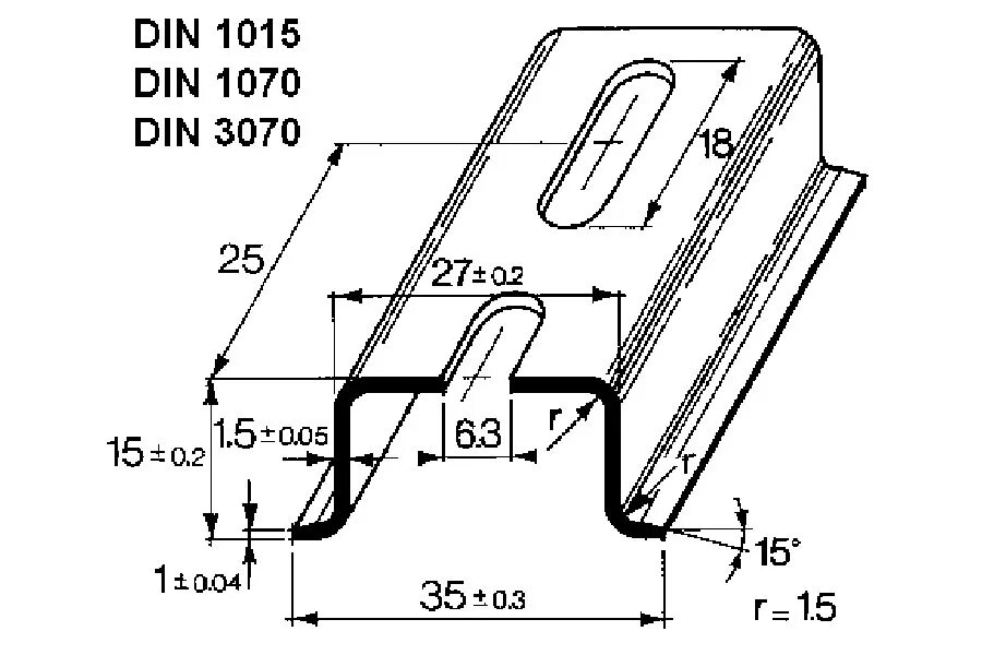 Din рейка 75 мм чертеж. 35 15 x 25 15 x