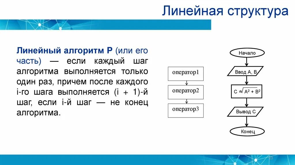 Программирование линейных алгоритмов урок. Блок схема линейной структуры. Алгоритм линейной структуры. Линейная алгоритмическая структура. Линейный алгоритм.