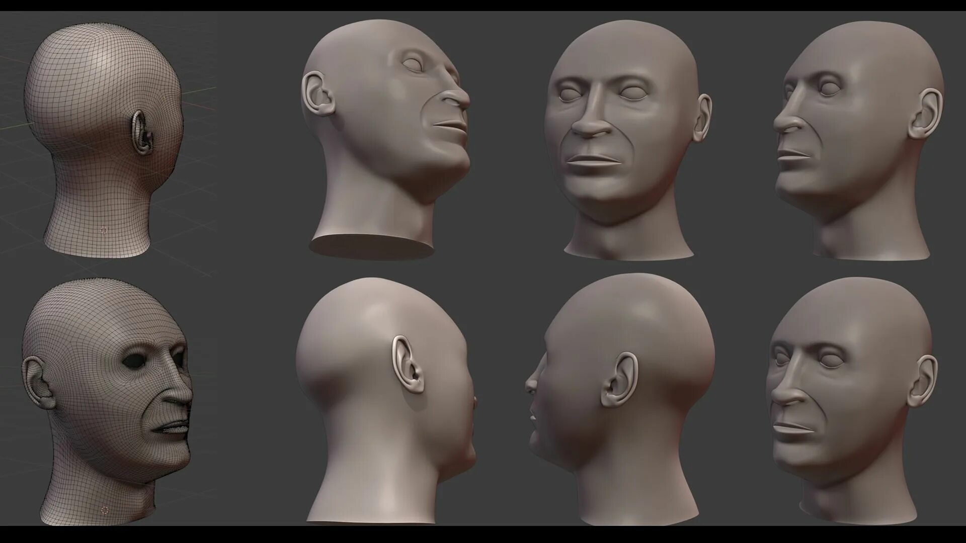 Base Mesh head. Скульптинг в 3ds Max. 3д модель мужчины каркас эмоции. Male head-Base Mesh. Based heads