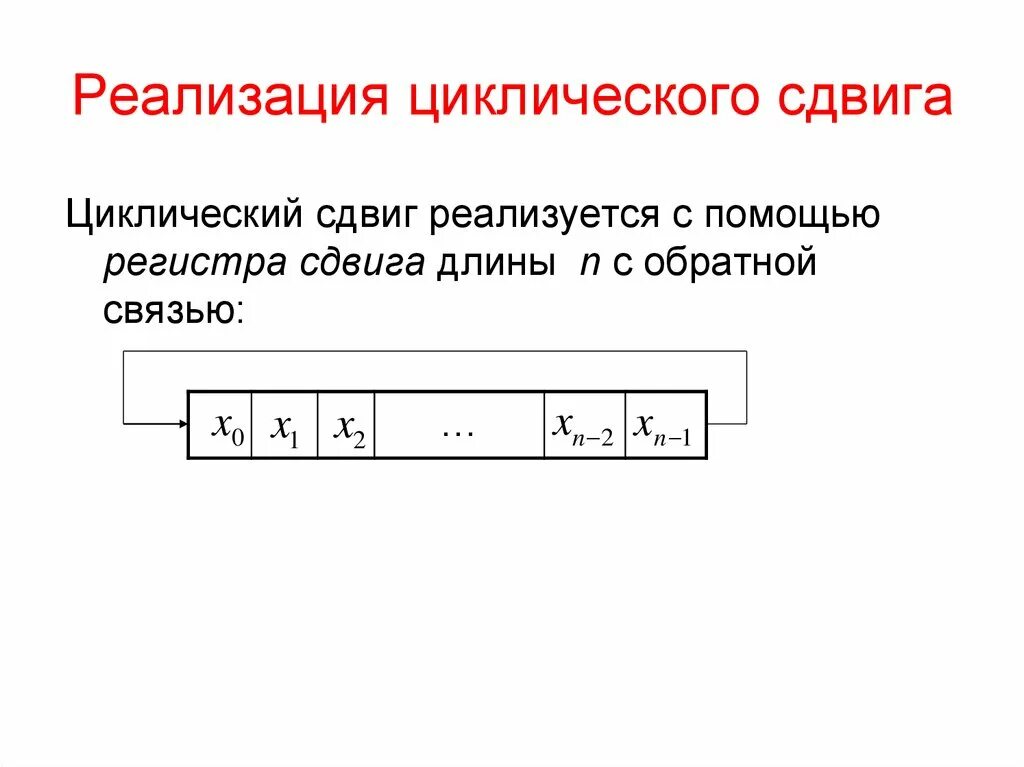 Реализация сдвигом. Циклический сдвиг. Регистр сдвига на т триггерах. Принципиальная схема последовательного регистра. Циклический сдвиг влево.