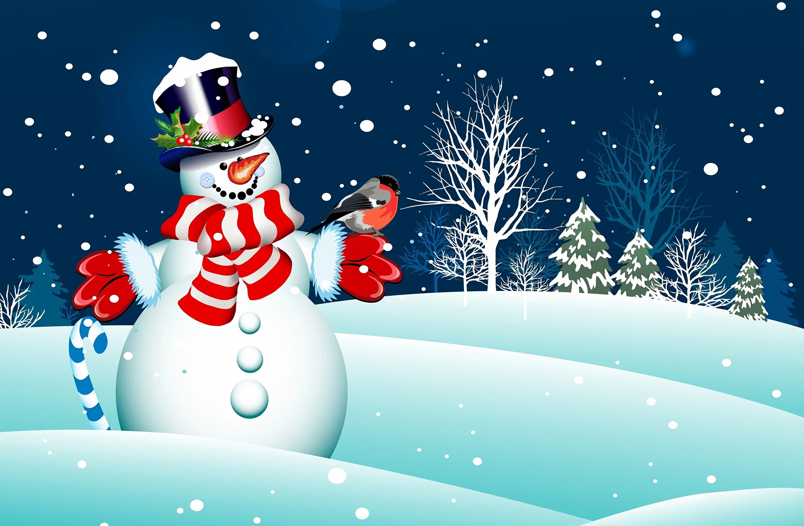 зимний пейзаж со снеговиком для детей. рисунок зима со снеговиком. веселый снеговик. зимний фон с двумя снеговиками. Richard de wolfe художник.