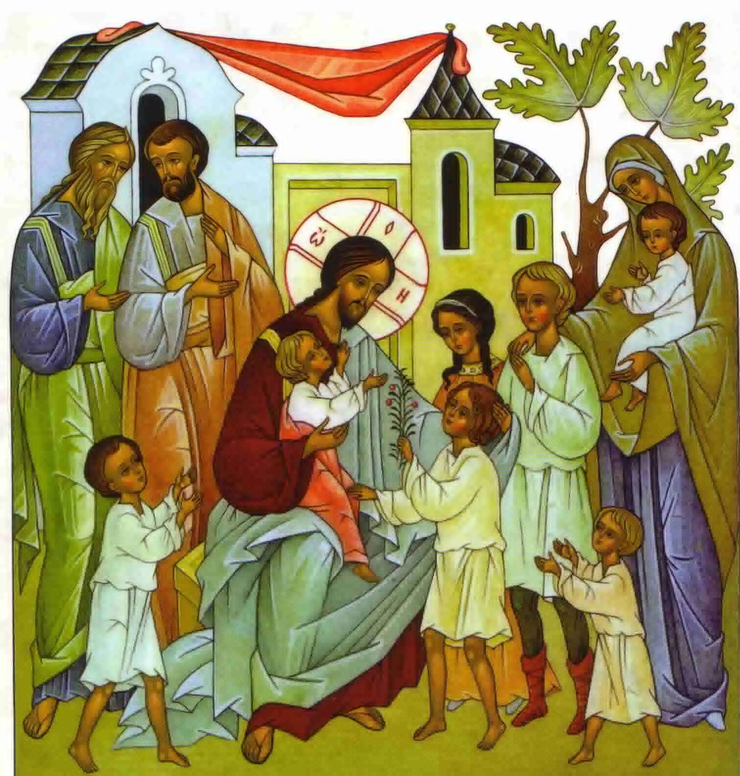 Воскресная жизнь. Икона Иисус Христос благословляет детей. Икона Иисуса Христа благословение детей. Икона Спаситель благословение детей. Иисус Христос и дети икона.