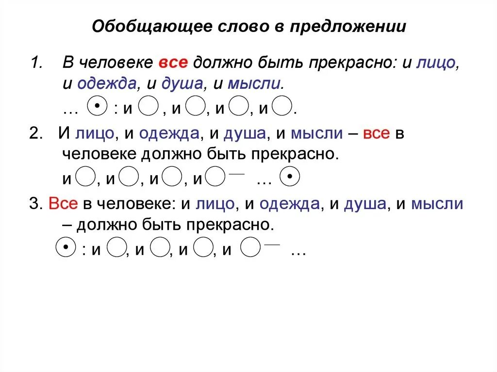 Знаки препинания перед обобщающим словом после однородных