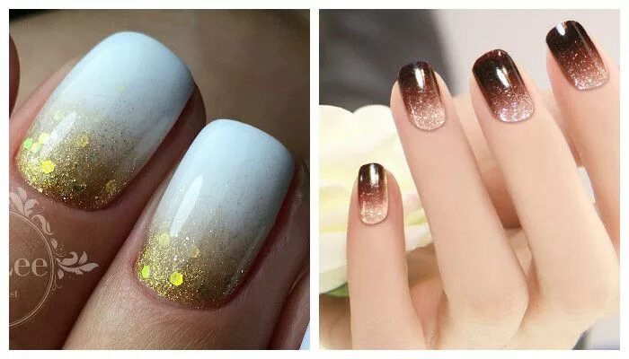 Маникюр амбре с блестками с рисунком gradient design af negle Образцы фиолетового дизайна ногтей, Маникюр с эффектом