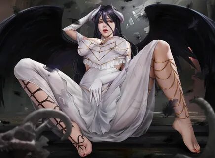 mingxing5577, albedo (overlord), overlord (maruyama), 1girls, big ass, big ...