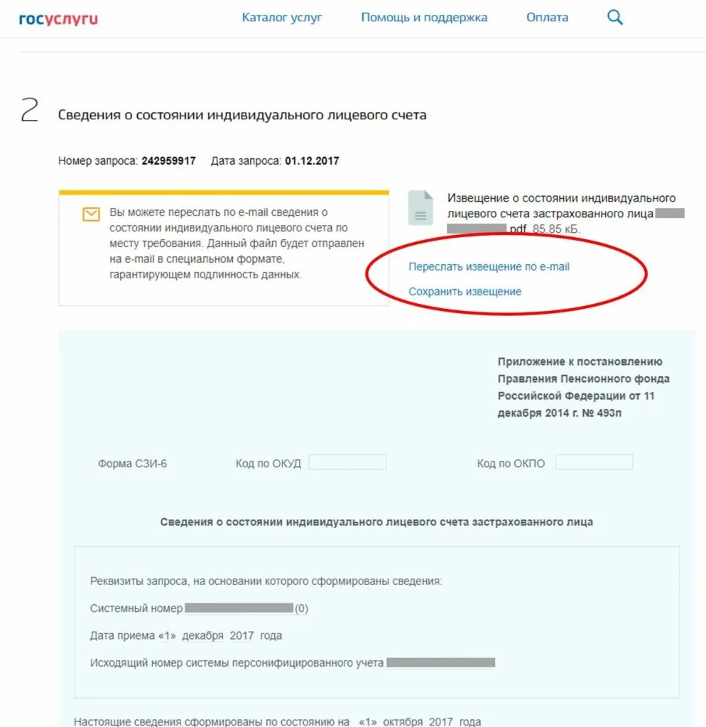 Дата и номер запроса. Сведения о состоянии лицевого счета застрахованного лица. Счет на госуслугах что это