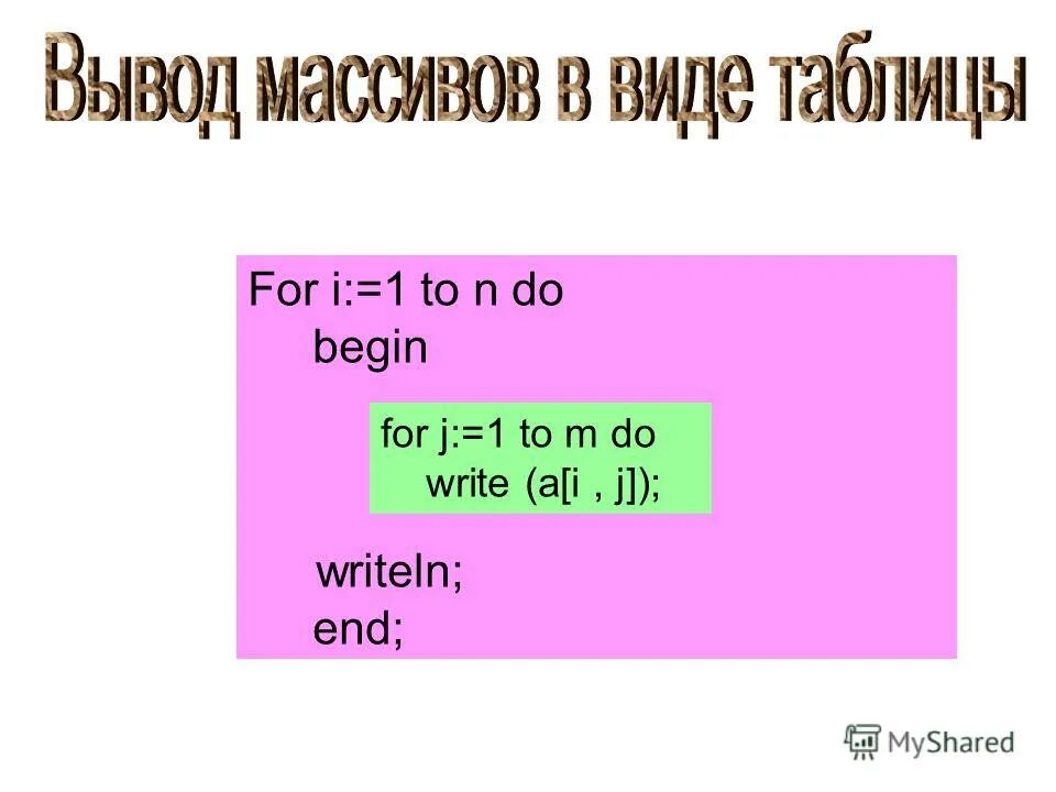 Фрагмент программы. Программа вывода массива. Сортировка массива. Вывод элементов массива на экран. Сортировка массива program rost.