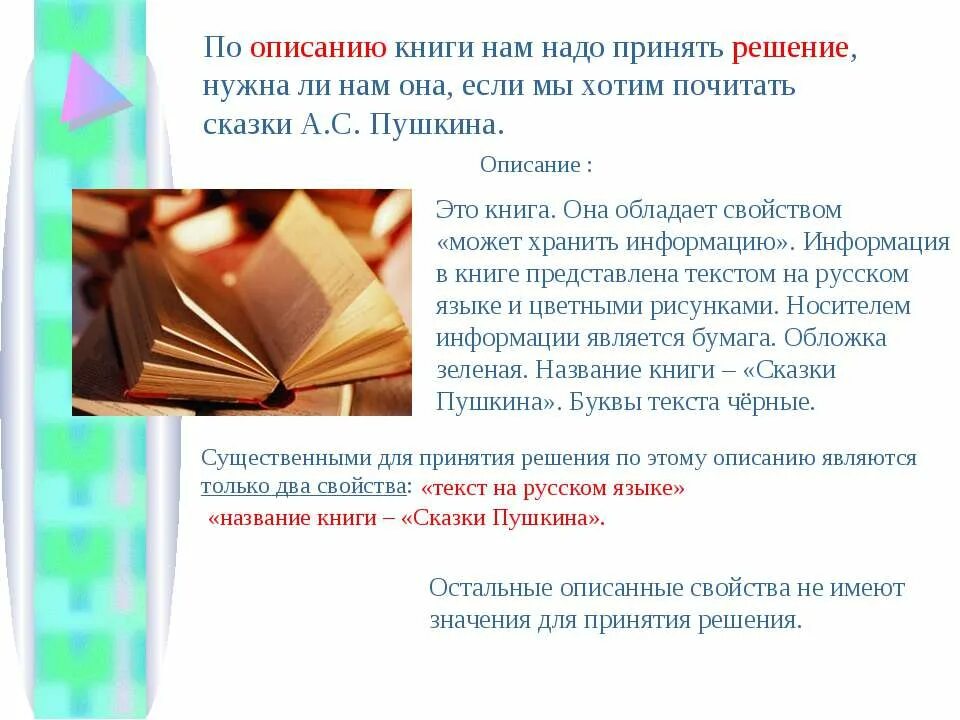 Основные характеристики книги